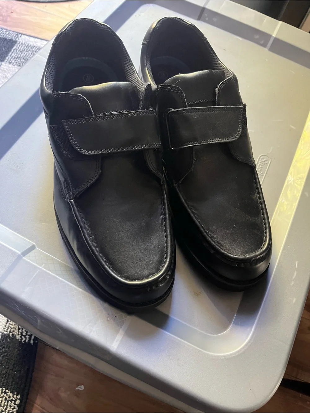 Dr. Scholl's Black Leather Slip-On Loafers with Velcro Strap